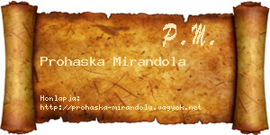 Prohaska Mirandola névjegykártya